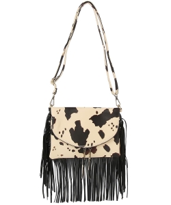 Envelope Flap Fringe Crossbody Bag LQ282 COW